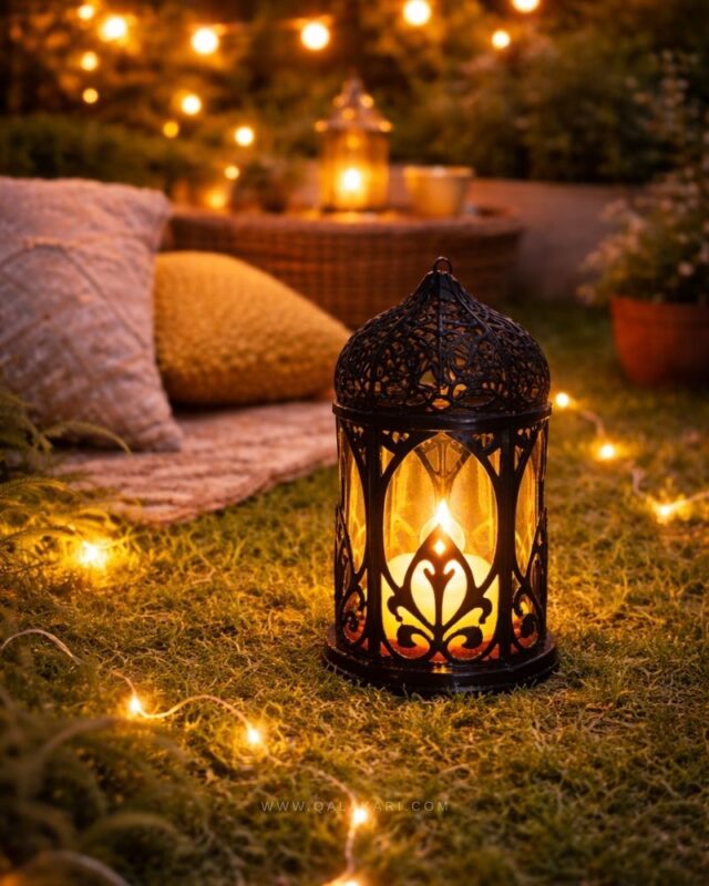 Decorative Moroccan Lantern with LED Tealight